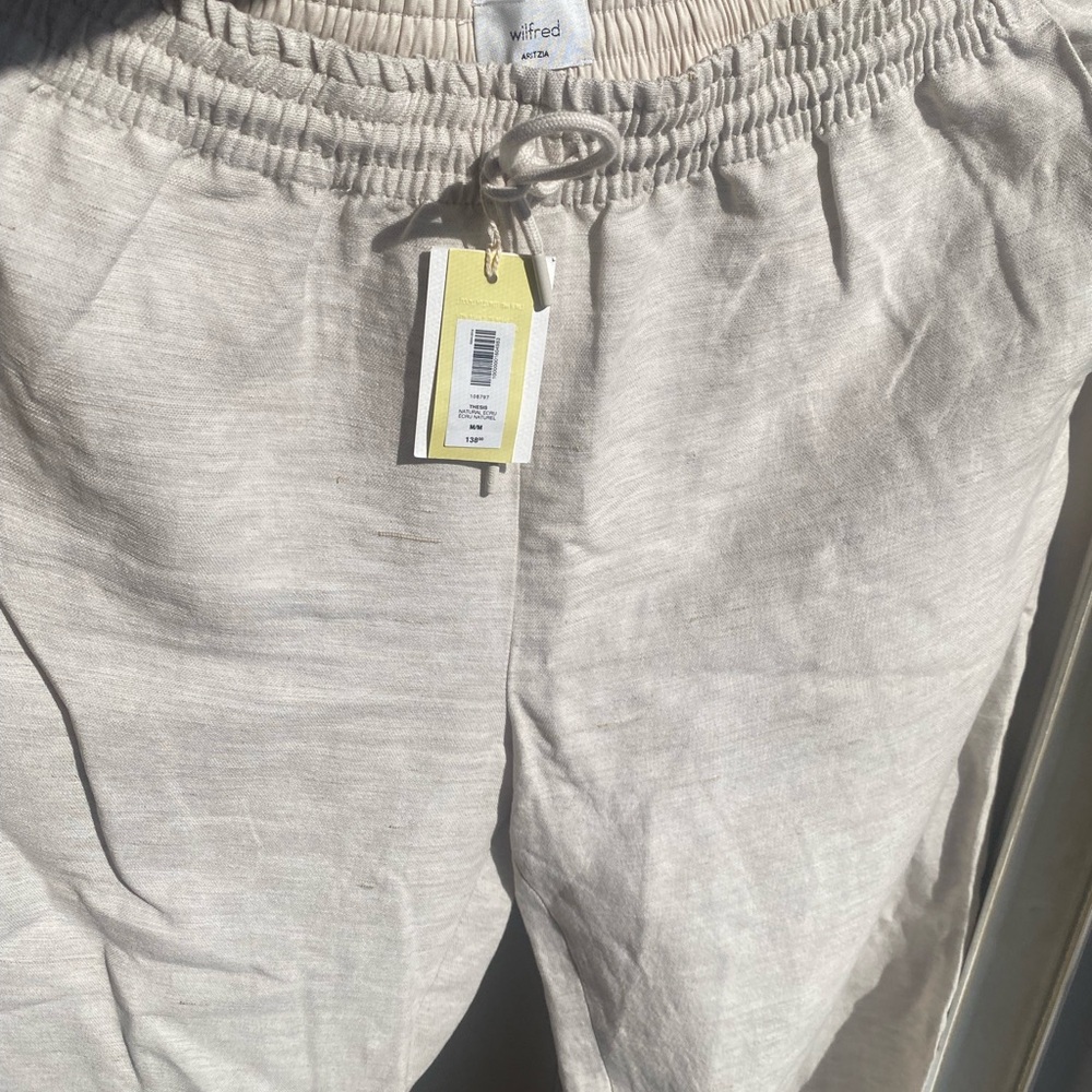 Aritzia Cream summer linen Pants Medium NWT
